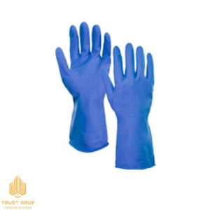 Mănuși casnice din Latex cu interior de bumbac (albastru)