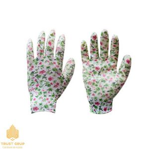 Mănuși din nitril pentru grădinărit (flori verzi)