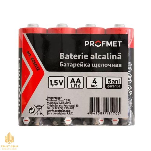 Baterie alcalină AA 1.5 V,4 buc. Profmet