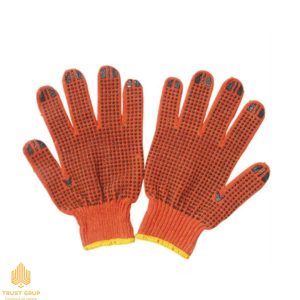 Mănuși din bumbac orange cu puncte negre