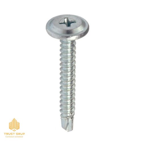 Șurub cu cap plat și șaibă 0.9 mm pentru metal 4.2x25 mm, 50 bucăți