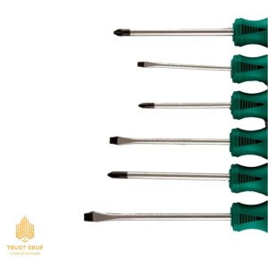 Șurubelniță cu mîner verde 4x7 mm, set 6 bucăți