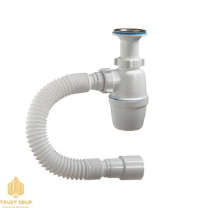 LX11 Sifon p/u chiuveta 3 1/2,preaplin rotund racord MS cu teava gofrata F 40x50