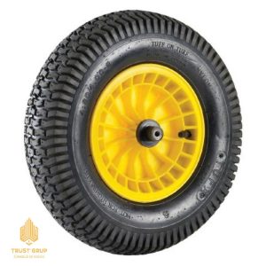 Roată pneumatică cu rulment și osie pentru roabă 400-8, disc galben