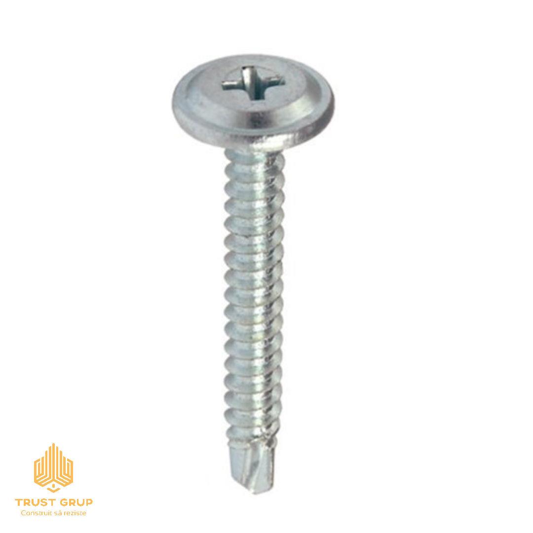 prd181191_1.jpg Șurub cu cap plat și șaibă 0.9 mm pentru metal 4.2x13 mm, 50 bucăți